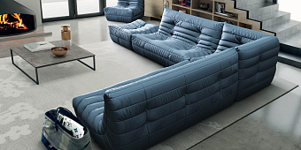 Синий диван в интерьере-4, Диван Француз